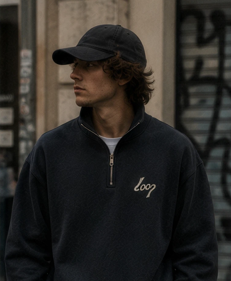 Blue Quarter-Zip Loop